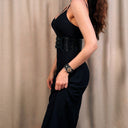 Reformation Slinky Little Black Spaghetti Maxi Dress