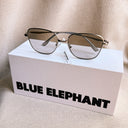 Discontinued Blue Elephant Demia Grey Tint Sunglasses, Silver Frame, Korea