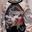 Oni Denim Embroidered Dragon Sukajan Satin Bomber Jacket