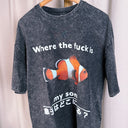 Cheeky Charcoal Acid Wash Nemo Meme Graphic Tee, Tokyo