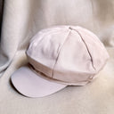 Korean Eight Panel Newsboy Baker Cap in Cream, From Seoul