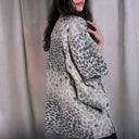 Vintage Sunflower Haori Kimono Jacket, Grey & Ivory Silk with Red Details