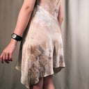 100% Silk Champagne Halter Fairy Slip Dress, Asymmetric Hem