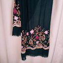 Handmade Embroidered Floral Scarf Shawl with Fringe, Amalfi Coast Italy