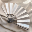 1980s Silver-Leaf Folding Hand Fan with Black Ribs, Tokyo