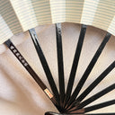 1980s Japanese Folding Fan, Blue Iris & Gold, Hand-Painted