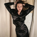 Vintage Dianne Beaudry 80s Liquid Silk Set, Jacket & Slit Skirt