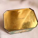 Vintage English Chinoiserie Tin, Green & Gilt Octagonal Tea Box