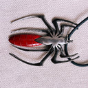 Black Widow Spider Pendant Dagger Necklace with Red Abdomen