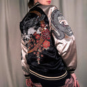 Oni Denim Embroidered Dragon Sukajan Satin Bomber Jacket