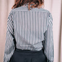 Vintage Korean Green & White Striped Button Down by Expressions