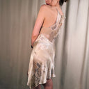 100% Silk Champagne Halter Fairy Slip Dress, Asymmetric Hem