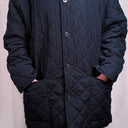 Hermès Navy Quilted Winter Jacket, Signature Jacquard Lining