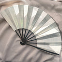 1980s Japanese Folding Fan, Blue Iris & Gold, Hand-Painted