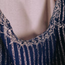 Vintage Indian Embroidered Wrap-Tie Drape Dress, Indigo & Silver