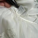 1970s Gossard Artemis White Chiffon Bridal Babydoll Gown, Floral Appliqué