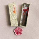 Handmade Pink Ceramic Kyoto Cherry Blossom Incense Gift Set