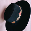 Hand-Painted Oaxacan Wide-Brim Felt Hat: Día de los Muertos Florals