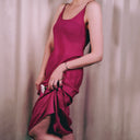 Bias-Cut Slip Maxi in Pink Raspberry