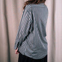 Vintage Korean Green & White Striped Button Down by Expressions