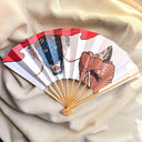 Cheeky Japanese Fertility Festival Folding Fan, Tengu Mask & Calligraphy