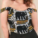 Natori Elephant Print Hand-Embroidered Bustier Top