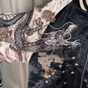 Oni Denim Embroidered Dragon Sukajan Satin Bomber Jacket