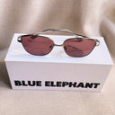 Discontinued Blue Elephant Demia Brick Tinted Sunglasses, Silver Frames, Korea