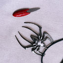 Black Widow Spider Pendant Dagger Necklace with Red Abdomen