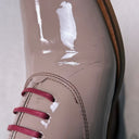 Blush Patent Leather Lace Up Oxford Brogues with Red Laces