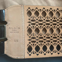 Alaïa Laser-Cut Leather Corset Belt, Wide Black Triple-Buckle Waspie
