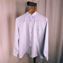 Pierre Estelle Paris Vintage White Striped Band Collar Button Shirt