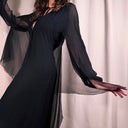 1980s Giorgio Armani Dark Angel Layered Evening Gown