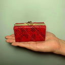 1970s Roger Gimbel Snakeskin Mini Structured Clasp Bag