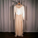 Antique 1920s Ivory Silk Wedding Dress with Slip and Veil