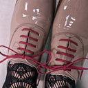 Blush Patent Leather Lace Up Oxford Brogues with Red Laces