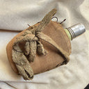 1900s–1920s Japanese Sakebin, Celadon-Glazed Flask in Hemp Sling, Nanaga City