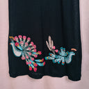 Handmade Embroidered Peacock Black Sleeveless V Neck Midi Dress, Mexico