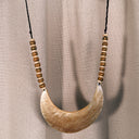 Vintage Hawaiian Mother of Pearl Crescent Shell Statement Necklace
