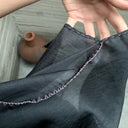 Sheer Charcoal Gauze Top, Hand-Stitched Picot Hem, Mexico