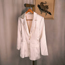 Lichi Ivory Satin Tailored Blazer Coat