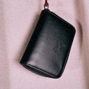 Christian Louboutin Spiked Zip Wallet, Black Leather, Red Interior