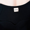 Khaite Black Sweetheart Neckline Long Sleeve Stretch Knit Dress