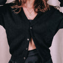 1950s Black Wool Knit Button Cardigan Sweater, Unisex