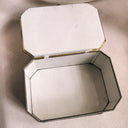 Vintage English Chinoiserie Tin, Green & Gilt Octagonal Tea Box