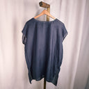 Sheer Charcoal Gauze Top, Hand-Stitched Picot Hem, Mexico