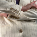 Cream Pinstripe Tailored Two Piece Suit by Lichi, Blazer & High Waist Trousers