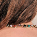 Teotihuacán Gemstone Collar, Gold-Plated Mexican Statement Necklace