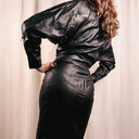Vintage Dianne Beaudry 80s Liquid Silk Set, Jacket & Slit Skirt