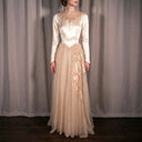 Antique 1920s Ivory Silk Wedding Dress with Slip and Veil